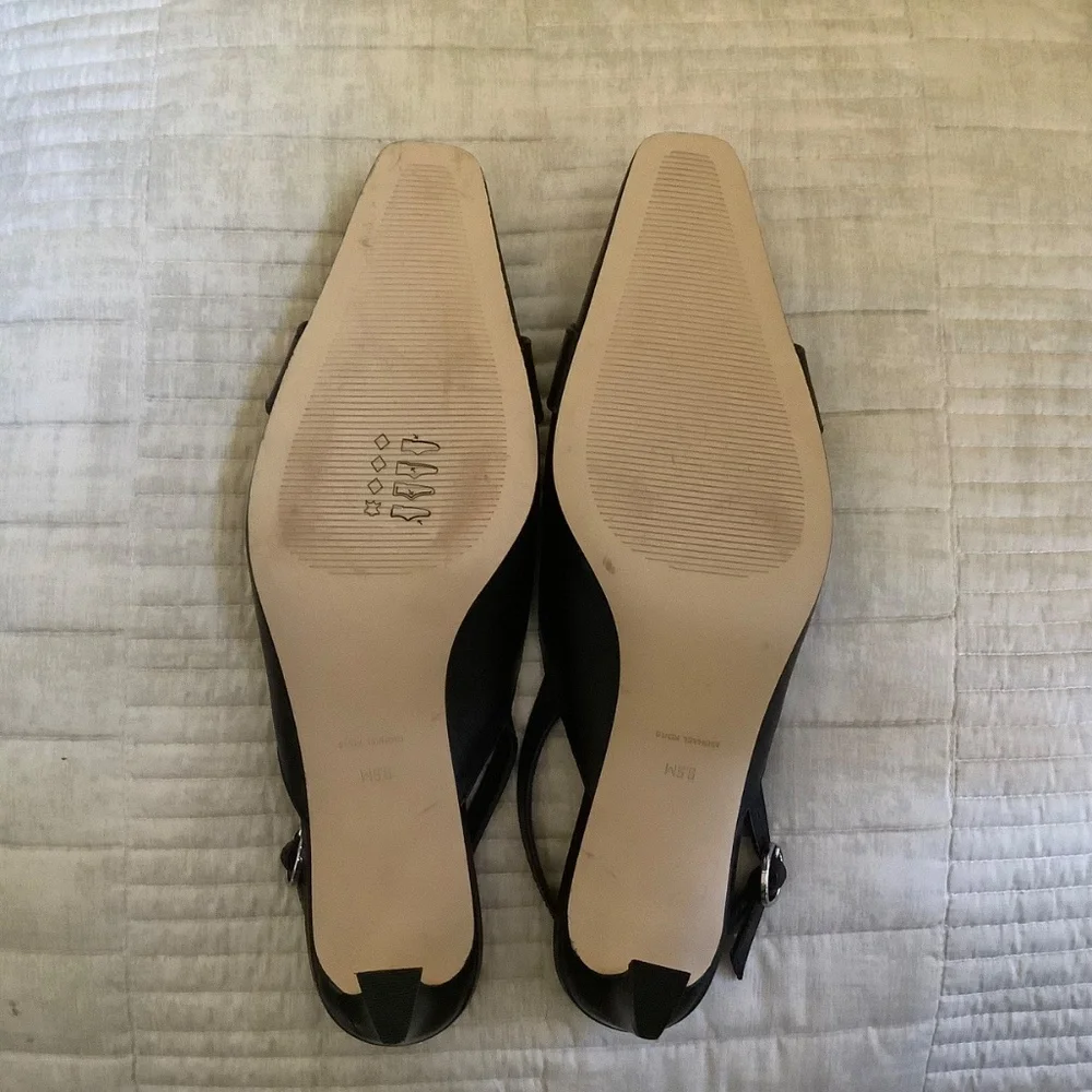 MICHAEL Michael Kors Jaden Leather Kitten Heel Sling Pumps Black SZ 9.5